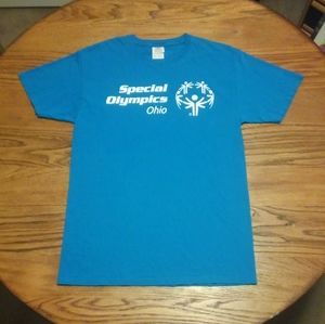 Special Olympics Ohio Shirt Tee Blue White Medium Columbus Cbus Olympic Games